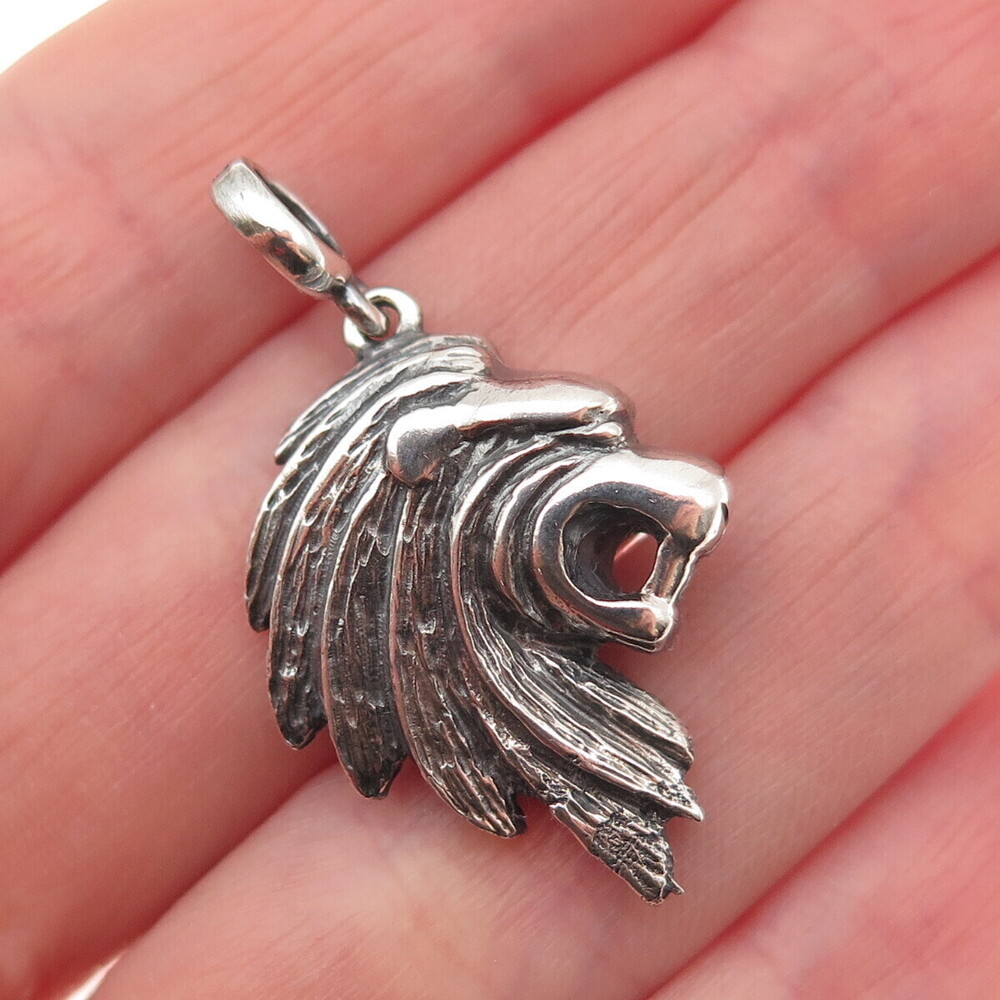 Maramenos & Pateras 925 Sterling Silver Vintage Lion Oxidized Charm Pendant